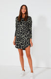 Bronx Longsleeve Dress - Sage Leopard