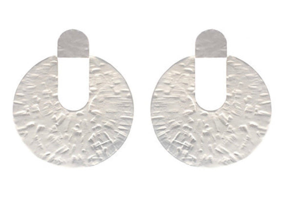 Lidia Hammered Disc Earrings - Soft Matte Silver