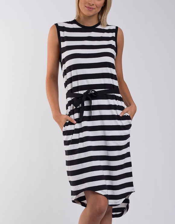Jimbaran Bay Dress - Black and White Stripe