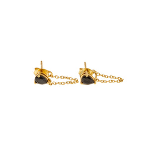 Superluxe Earrings - Connected - Gold + Black Spinel