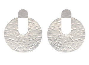 Lidia Hammered Disc Earrings - Soft Matte Silver