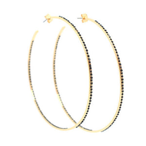 Monalita Statement Hoops - Soft Gold/Black Diamonte