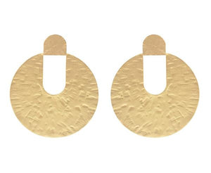Lidia Hammered Disc Earrings - Soft Matte Gold