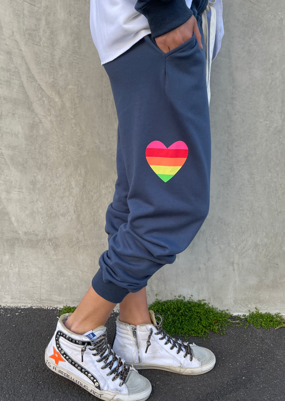 Sporty Rainbow Track Pant - Navy